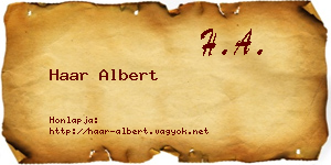 Haar Albert névjegykártya